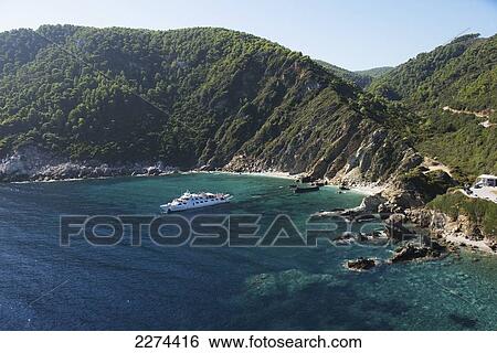 Stock Photograph - Greece, Aghios Ioannis beach; Skopelos Island. Fotosearch