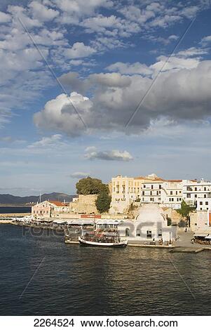 Picture - Greece, Crete, 16Th Century Venetian Harbor.. Fotosearch