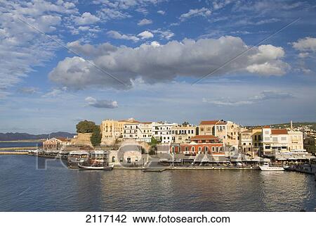 Stock Image - Greece, Crete, 16th Century Venetian Harbor.. Fotosearch