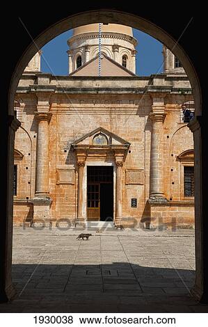 Greece, Crete, Cats Walking past Church of Agia Triada Monastery; Akrotiri Peninsula View Large Photo Image Stock Photo - Greece, Crete, Cats Walking past Church of Agia Triada Monastery; Akrotiri Peninsula. Fotosearch