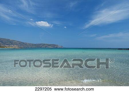 Stock Photography - Greece, Crete, Looking out to sea from the beach at Elafonisi; Elafonisi. Fotosearch