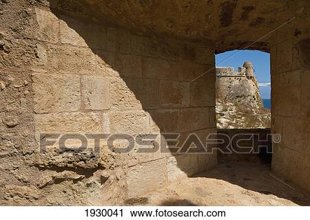 Stock Image - Greece, Crete, Venetian Fortress Battlements; Rethymno. Fotosearch