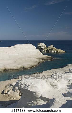Greece, Cyclades, Island of Milos, Volcanic formations make up Sarakiniko Beach. View Large Photo Image Stock Image - Greece, Cyclades, Island of Milos, Volcanic formations make up Sarakiniko Beach.. Fotosearch