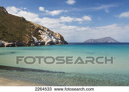 Stock Image - Greece, Cyclades, Island Of Milos, Plathiena Beach And Bay.. Fotosearch