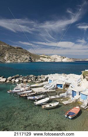 Stock Photo - Greece, Cyclades, Island of Milos, village of Mandrakia.. Fotosearch
