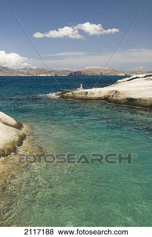 Greece, Cyclades, Island of Milos, Volcanic formations make up Sarakiniko Beach. View Large Photo Image Stock Photo - Greece, Cyclades, Island of Milos, Volcanic formations make up Sarakiniko Beach.. Fotosearch