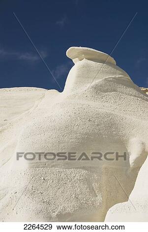 Stock Photo - Greece, Cyclades, Island Of Milos, Volcanic Formations Shaped By Water And Wind Make Up Sarakiniko Beach.. Fotosearch