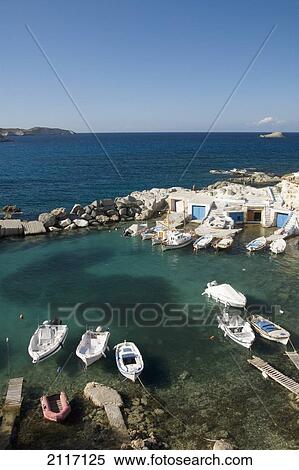 Greece, Cyclades, Island of Milos, village of Mandrakia. View Large Photo Image Stock Photography - Greece, Cyclades, Island of Milos, village of Mandrakia.. Fotosearch