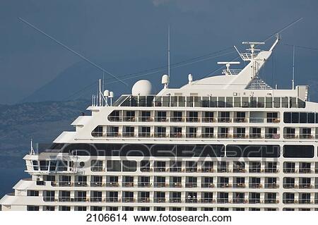 Picture - Greece, Detail of large cruise ship; Corfu. Fotosearch