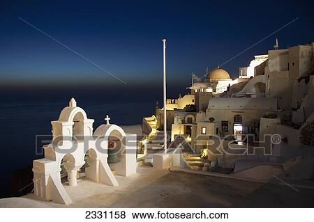 Greece, Greek architecture; Oia View Large Photo Image Stock Photo - Greece, Greek architecture; Oia. Fotosearch