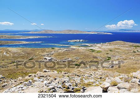 Greece, Greek Islands, Ancient Ruins And Beautiful Landscape Vista Out Over Ocean View Large Photo Image Picture - Greece, Greek Islands, Ancient Ruins And Beautiful Landscape Vista Out Over Ocean. Fotosearch