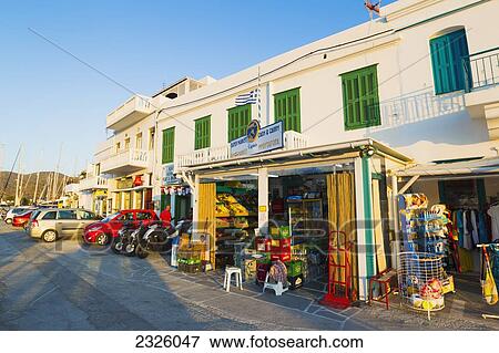 Stock Photo - Greece, Greek Islands, Classic Greek Town With Traditional Architecture. Fotosearch