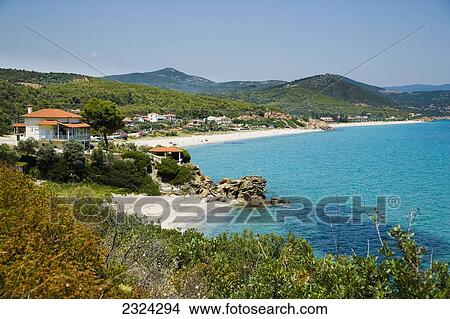 Greece, Halkidiki, Coastal view; Sithonia View Large Photo Image Picture - Greece, Halkidiki, Coastal view; Sithonia. Fotosearch