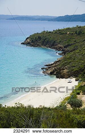 Stock Image - Greece, Halkidiki, Idyllic beach; Sithonia. Fotosearch