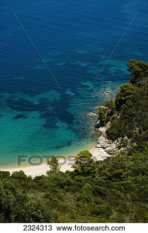 Greece, Halkidiki, Idyllic beach; Sithonia View Large Photo Image Stock Image - Greece, Halkidiki, Idyllic beach; Sithonia. Fotosearch