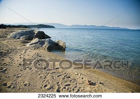 Greece, Halkidiki, Rock formations on sea shore; Ierissos View Large Photo Image Stock Photography - Greece, Halkidiki, Rock formations on sea shore; Ierissos. Fotosearch