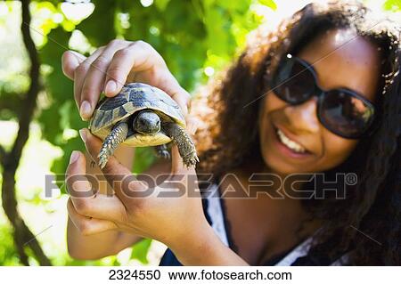 Greece, Halkidiki, Young woman holding juvenile tortoise; Sikia View Large Photo Image Stock Image - Greece, Halkidiki, Young woman holding juvenile tortoise; Sikia. Fotosearch