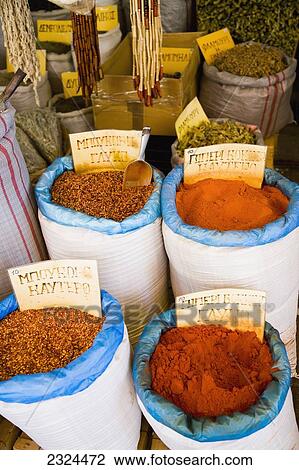 Greece, Sacks of paprika and other spices for sale at herb and spice shop; Thessaloniki View Large Photo Image Stock Image - Greece, Sacks of paprika and other spices for sale at herb and spice shop; Thessaloniki. Fotosearch