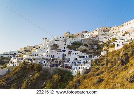 Greece, Santorini, Sunset Over The Santorini Caldera. View Large Photo Image Stock Image - Greece, Santorini, Sunset Over The Santorini Caldera.. Fotosearch