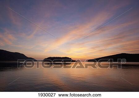 Greece, Silhouette of Spinalonga Island at Dawn; Crete View Large Photo Image Stock Photo - Greece, Silhouette of Spinalonga Island at Dawn; Crete. Fotosearch