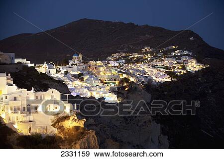 Greece, View of Greek town; Oia View Large Photo Image Stock Photo - Greece, View of Greek town; Oia. Fotosearch