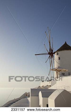 Stock Photo - Greece, Windmill; Oia. Fotosearch