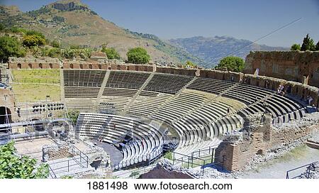 Stock Photo - Greek Amphitheatre; Taormina, Sicily, Italy. Fotosearch