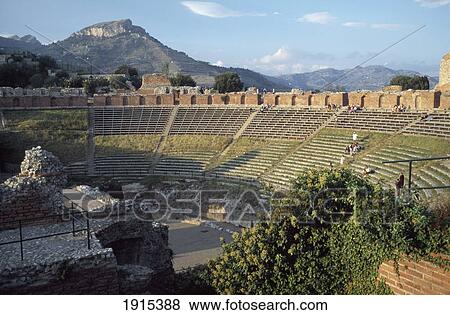 Stock Photo - Greek Amphitheatre With Tourists. Fotosearch