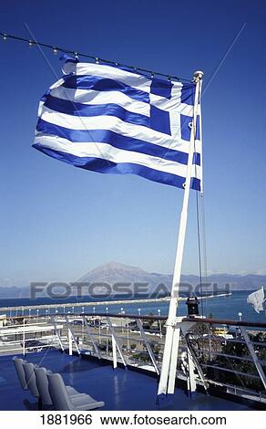 Greek Flag On A Ferry Leaving Port View Large Photo Image Stock Photograph - Greek Flag On A Ferry Leaving Port. Fotosearch