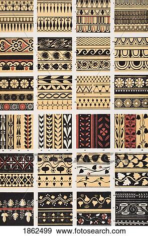 Stock Photo - Greek No 3 Plate Xvii From The Grammar Of Ornament By Owen Jones Published By Day & Son London 1865. Fotosearch