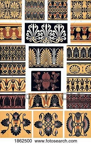 Stock Image - Greek No 4 Plate Xviii From The Grammar Of Ornament By Owen Jones Published By Day & Son London 1865. Fotosearch