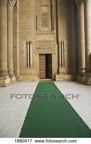 Stock Photo - Green Carpet To Door In Rifai Mosque. Fotosearch
