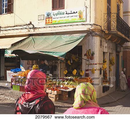 Stock Photo - Green Grocer On Corner Of Rue Hassan I And Rue D'italie; Tangiers Morocco. Fotosearch