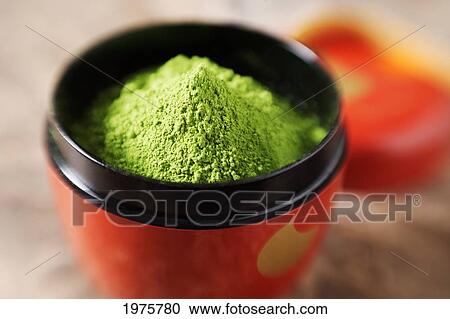 Stock Image - Green Tea Powder In Holder; Japan. Fotosearch
