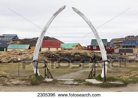 Stock Photograph - Greenland, Whale jawbone arch; Paamiut. Fotosearch
