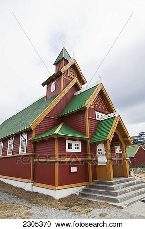Stock Image - Greenland, Wooden church; Paamiut. Fotosearch