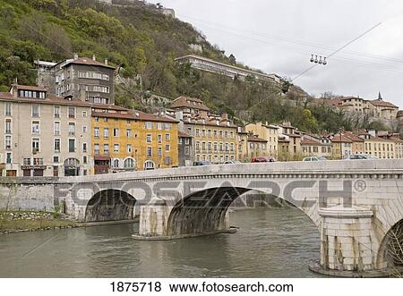 Grenoble, Isère, France; The Old Grenoble And The River Isère View Large Photo Image Stock Photo - Grenoble, Isère, France; The Old Grenoble And The River Isère. Fotosearch