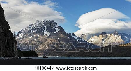Stock Photo - Grey Lake, Torres del Paine National Park; Torres del Paine, Magallanes and Antartica Chilena Region, Chile. Fotosearch