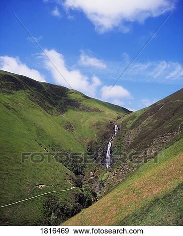 Stock Photo - Grey Mare's Tail, Scotland; 60-Metre (200 Ft) Hanging Valley Waterfall. Fotosearch