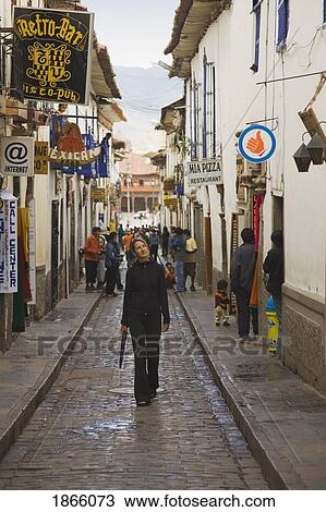 Stock Image - Gringo Alley Near The Plaza De Armas In Cusco, Peru. Fotosearch