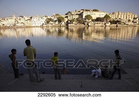 Group of boys and the city palace of Udaipur2 Rajasthan India View Large Photo Image Stock Photography - Group of boys and the city palace of Udaipur2 Rajasthan India. Fotosearch