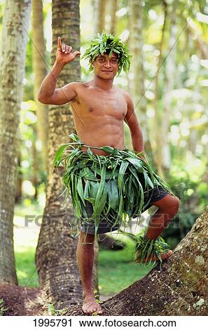 Guam, Urunao Beach, Local Man Makes Shaka Sign Wearing Palm Woven Skirt. For Editorial Use Only. View Large Photo Image Stock Image - Guam, Urunao Beach, Local Man Makes Shaka Sign Wearing Palm Woven Skirt. For Editorial Use Only.. Fotosearch