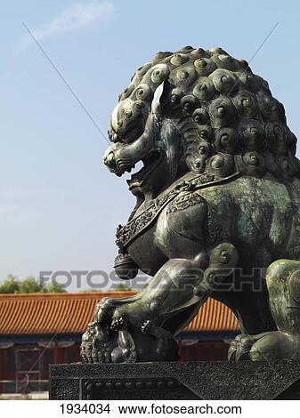 Guardian Lion Statue In The Forbidden City; Beijing, China View Large Photo Image Picture - Guardian Lion Statue In The Forbidden City; Beijing, China. Fotosearch