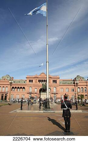 Picture - Guards Outside Casa Rosada, The Presidents Palace And Offices, Buenos Aires, Argentina, South America. Fotosearch