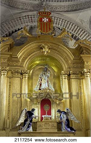 Picture - Guatemala, Antigua, interior of the church of Nuestra Senora de la Merced (Our Lady of Mercy), the main altar. Fotosearch