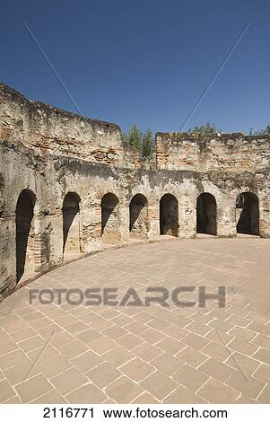 Guatemala, Antigua, the ruined convent of Las Capuchinas, a circular pattern of small sleeping cells for nuns. View Large Photo Image Stock Image - Guatemala, Antigua, the ruined convent of Las Capuchinas, a circular pattern of small sleeping cells for nuns.. Fotosearch