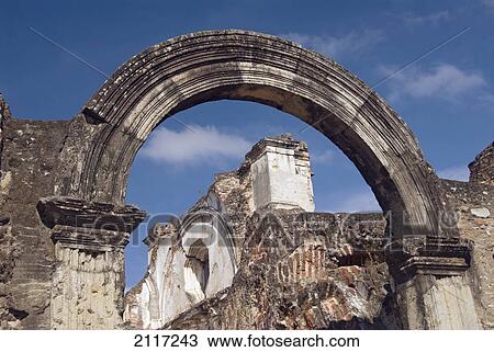 Stock Image - Guatemala, Antigua, the ruined remains of La Recoleccion (a church). Fotosearch