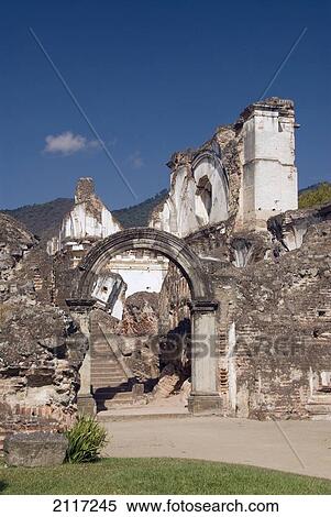 Stock Photography - Guatemala, Antigua, the ruined remains of La Recoleccion (a church). Fotosearch