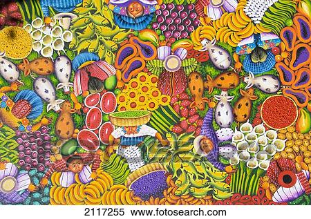 Stock Photography - Guatemala, Lake Atitlan, Panajachel, colorful painting for sale. Fotosearch
