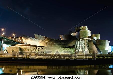 Guggenheim Museum At Night In Bilbao, Basque Country, Spain View Large Photo Image Picture - Guggenheim Museum At Night In Bilbao, Basque Country, Spain. Fotosearch